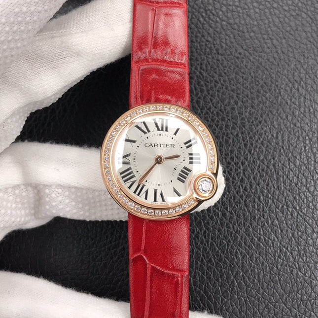 BALLON BLANC DE CARTIER QUARTZ ROSE GOLD CASE DIAMOND BEZEL