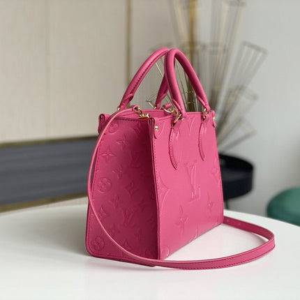 ONTHEGO MM 35CM PINK EMBOSSED GRAINED COWHIDE LEATHER