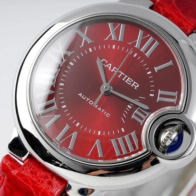 BALLON BLEU 33MM AUTOMATIC RED DIAL LEATHER 2021