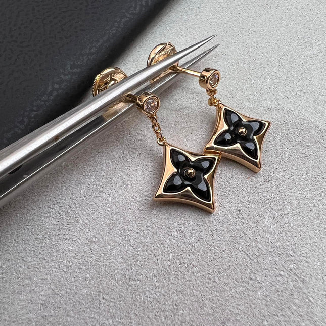BLOSSOM STAR PINK GOLD ONYX EARRINGS