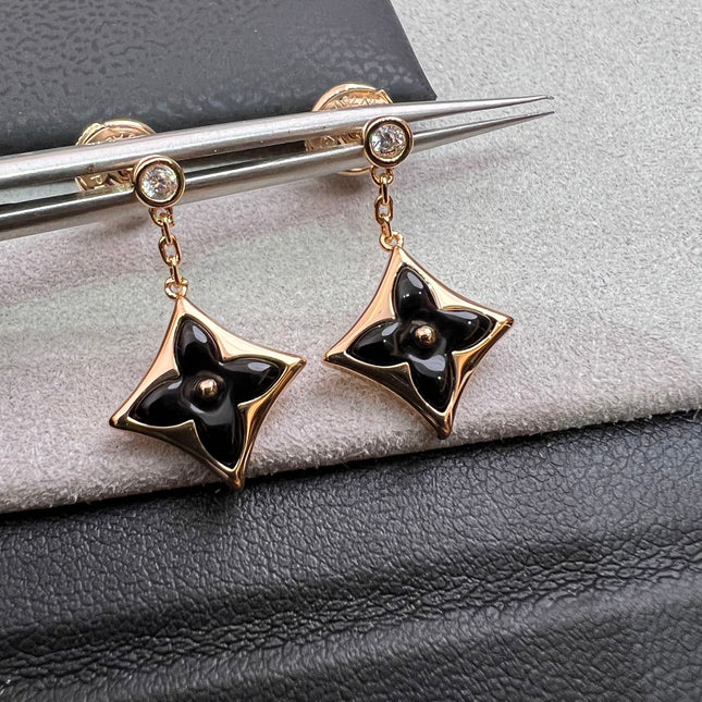 BLOSSOM STAR PINK GOLD ONYX EARRINGS