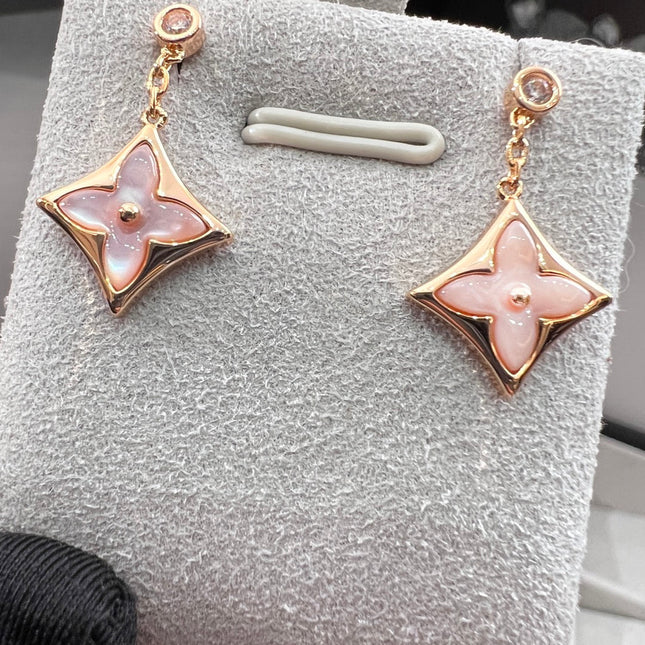 BLOSSOM STAR PINK GOLD PINK MOP EARRINGS
