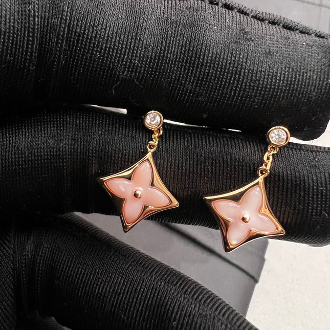 BLOSSOM STAR PINK GOLD PINK MOP EARRINGS