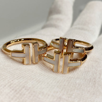 T WIRE MOP RING PINK GOLD