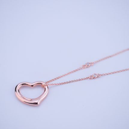 OPEN HEART PEDANT PINK GOLD NECKLACE