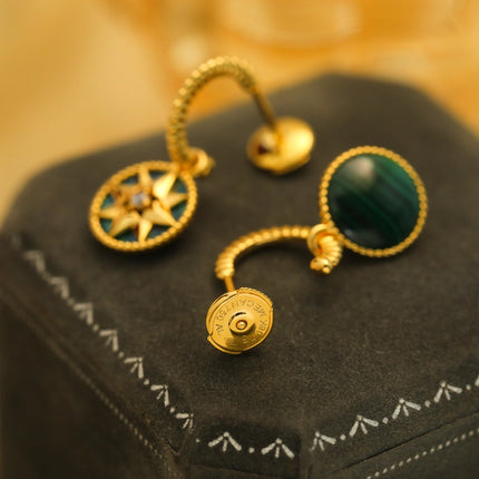 LUCKY STAR GOLD MALACHITE EARRINGS