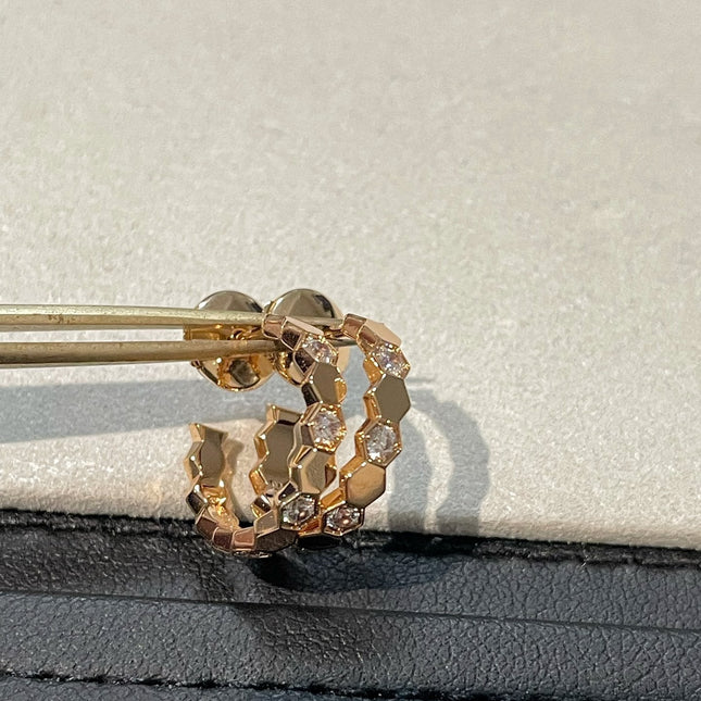 HONEE PINK GOLD DIAMOND HOOP EARRINGS