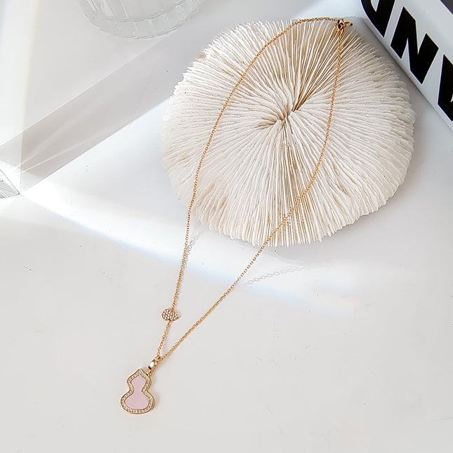 WULU 2 MOTIF PINK MOP PINK GOLD NECKLACE