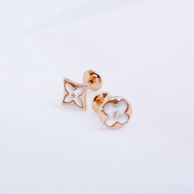 STAR AND SUN PINK GOLD MOP STUD EARRINGS