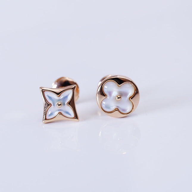 STAR AND SUN PINK GOLD MOP STUD EARRINGS