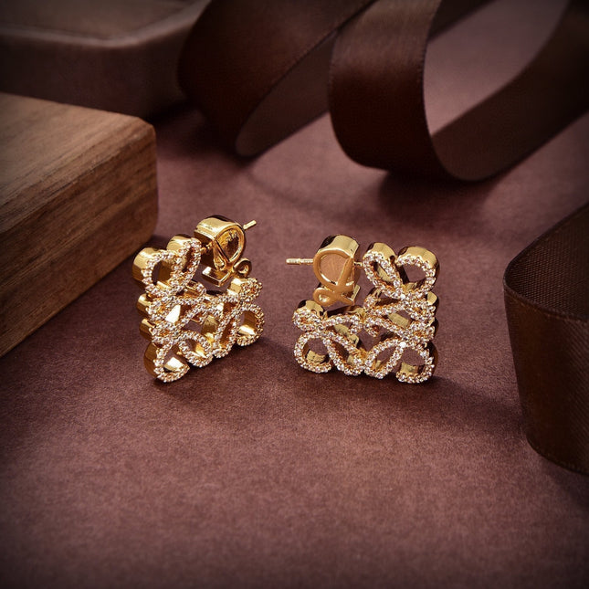 PAVED ANAGRAM GOLD EARRINGS