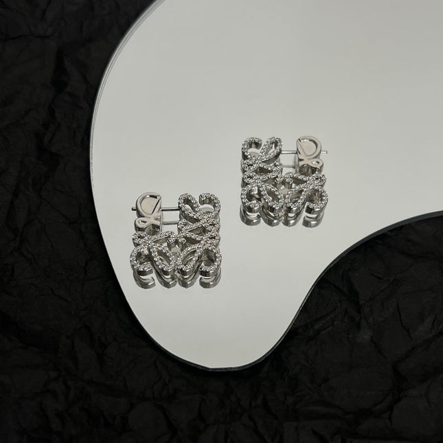 PAVED ANAGRAM MINI SILVER EARRINGS