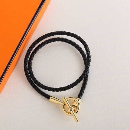 GLENAN DOUBLE TOUR GOLD LEATHER BRACELET