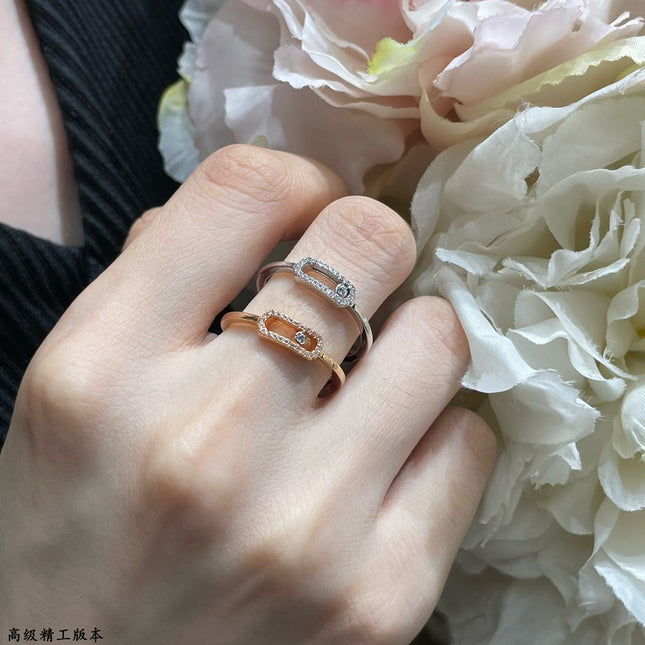 MOVE UNO PINK GOLD DIAMOND PAVED RING