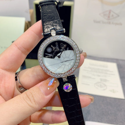 LADY ARPELS WATCHS SILVER DIAMOND PAVED