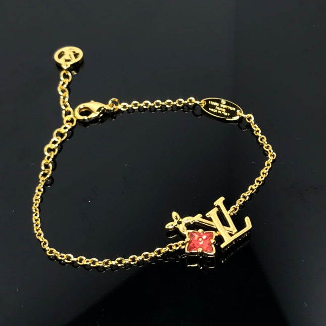 LV LOGO CARNELIAN STAR GOLD BRACELET