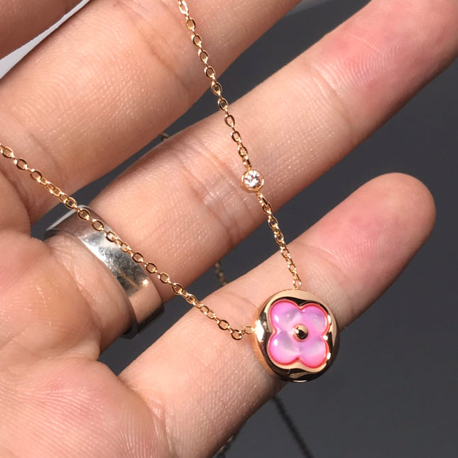 LV COLOR BLOSSOM PINK MOP SUN GOLD NECKLACE