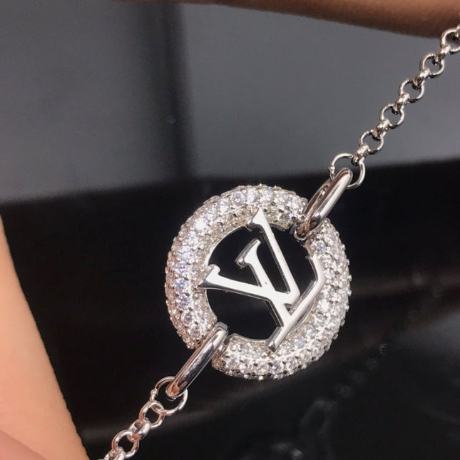 LV BY NIGHT DIAMOND PAVED SILVER BRACELET