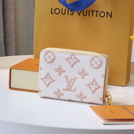 LOU WALLET 11.5 WHITE PINK MONOGRAM CANVAS