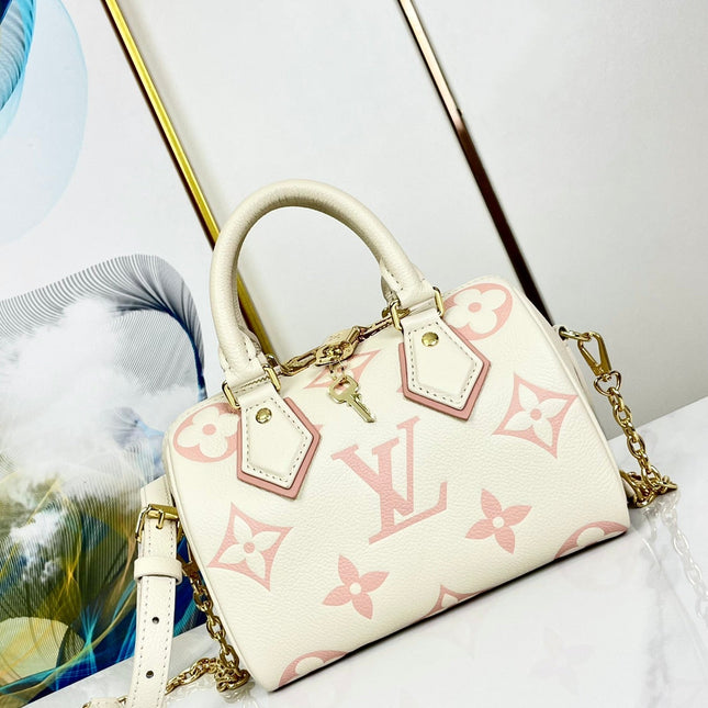 SPEEDY 20.5 WHITE PINK MONOGRAM CANVAS