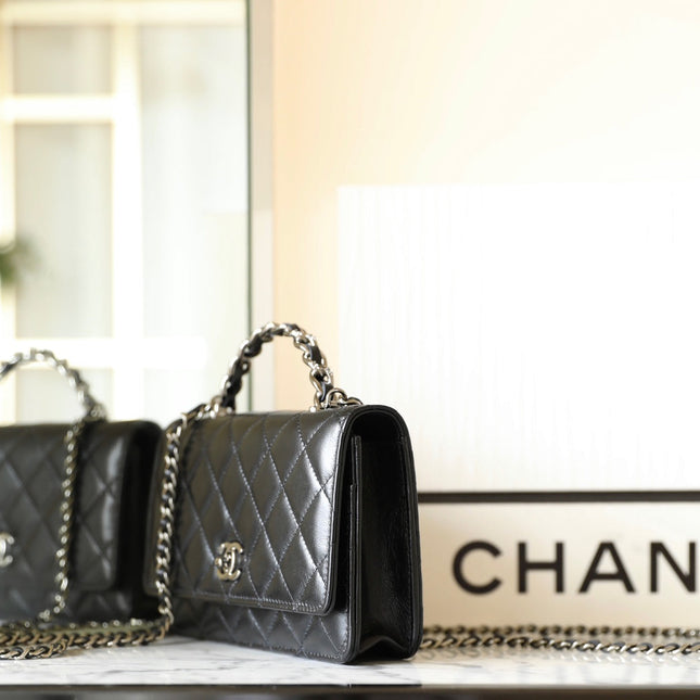 CC WOC 19 BLACK LAMBSKIN SILVER HARDWARE