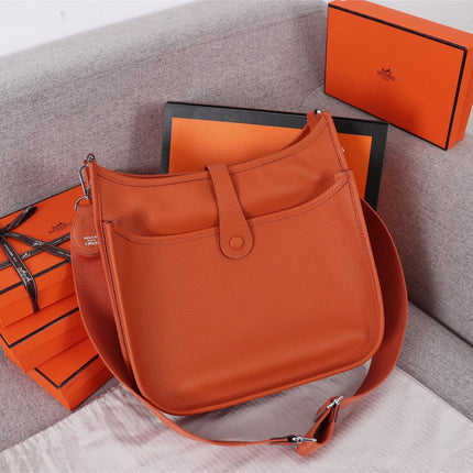 HM EVELYNE BAG 28 RED ORANGE CALFSKIN