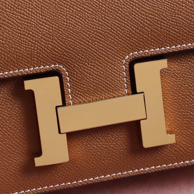 HM CONSTANCE BAGS 22 RUSSET LAMBSKIN GOLD BUCKLE