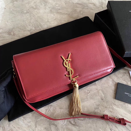 KATE TASSEL 26 CURRENT RED LAMBSKIN BAG