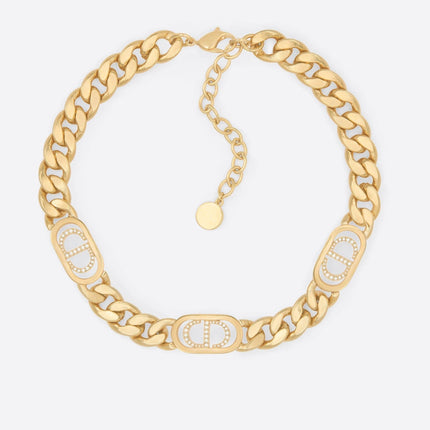 30 MONTAIGNE NECKLACE GOLD-FINISH METAL WHITE CRYSTALS