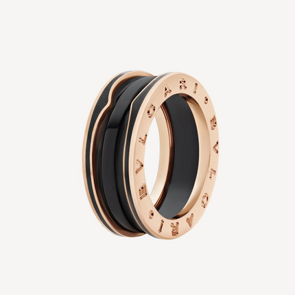 ZERO 1 TWO-BAND WITH MATTE BLACK CERAMIC PINK GOLD RING