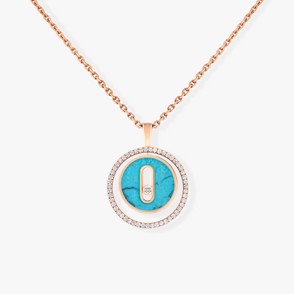 LUCKY MOVE 1 DIAMOND TURQUOISE PINK GOLD DIAMOND NECKLACE