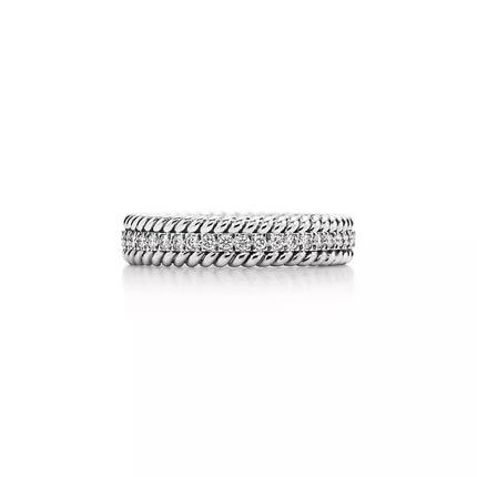 ROPE TWO-ROW SILVER DIAMOND RING