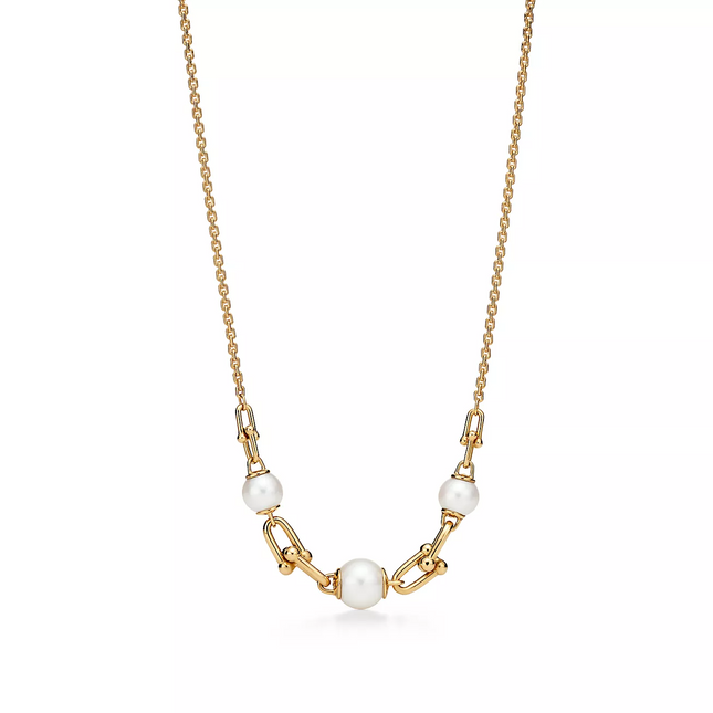 LINK NECKLACE GOLD WITH FRESHWATER PEARLS