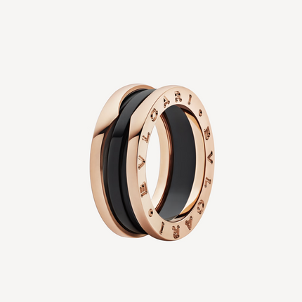 ZERO 1 TWO-BAND LOOPS AND BLACK CERAMIC PINK GOLD RING