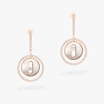 LUCKY MOVE WHITE MOTHER OF PEARL PINK GOLD DIAMOND EARRINGS