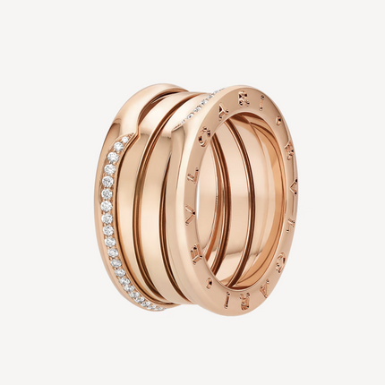 ZERO 1 THREE-BAND WITH DEMI-PAVED DIAMONDS ON THE EDGES RING
