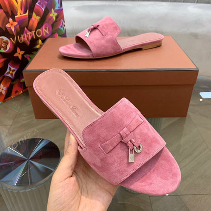 Summer Charms Sandals in Fuchsia Suede Pink Lambskin