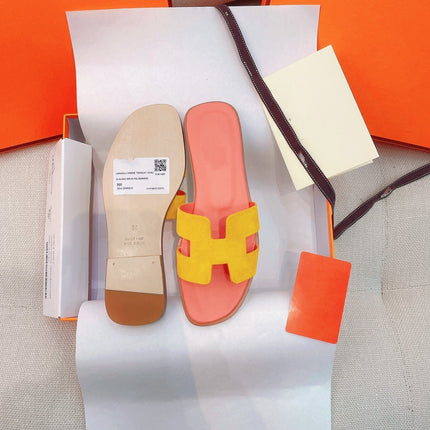 0ran Sandal Light Pink/Yellow Suede