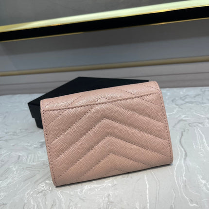 MONOGRAM 12 PINK SALMON CALFSKIN CARD HOLDER