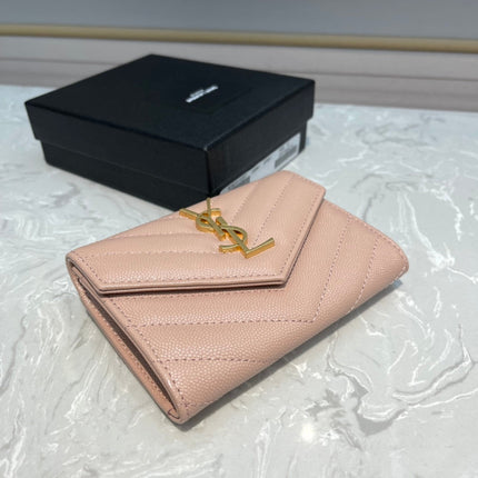 MONOGRAM 12 PINK SALMON CALFSKIN CARD HOLDER