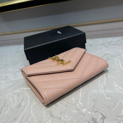 MONOGRAM 12 PINK SALMON CALFSKIN CARD HOLDER