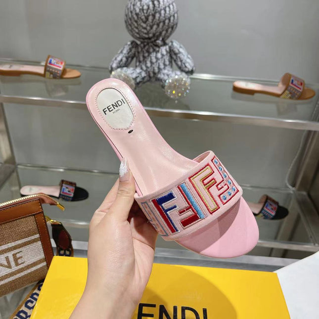 FF Multicolor Logo Slide Pink Leather