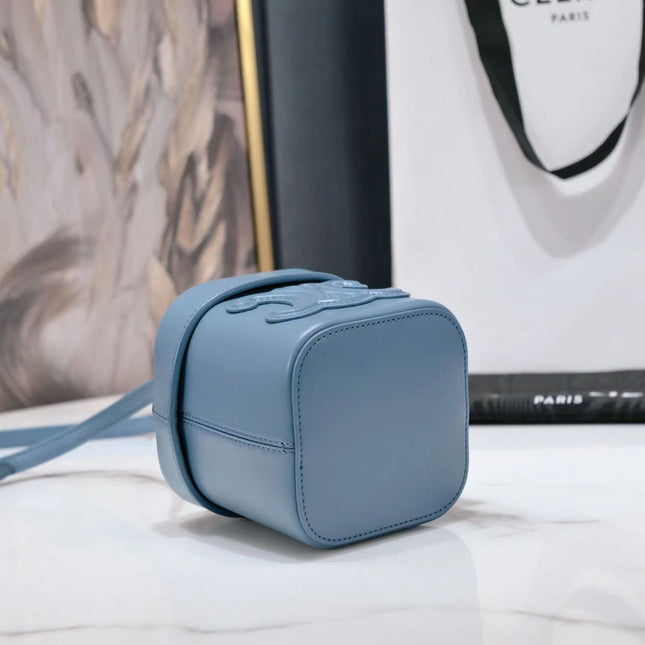 SQUARE BOX CROSSBODY BAG 11 AZURE BLUE CALFSKIN