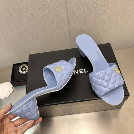 cc rev cone heel mule slide sandal cloud blue quilted lambskin 6cm