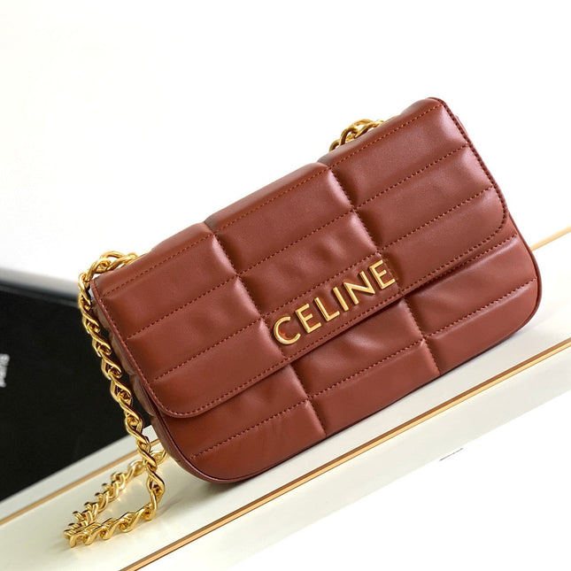 MONOCHROME 24 QUILTED CHERRY RED LAMBSKIN CHAIN SHOUDER BAG