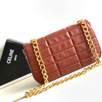MONOCHROME 24 QUILTED CHERRY RED LAMBSKIN CHAIN SHOUDER BAG