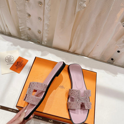 0RAN SANDALS PASTEL PINK LAMBSKIN ATTACH CRYSTAL