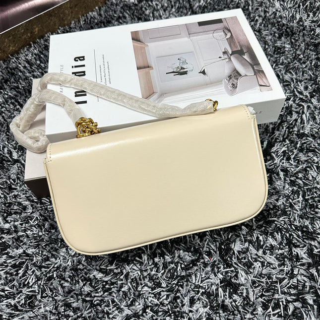 TRIPHOME 20 WHITE COWHIDE LEATHER CHAIN STRAP BAG