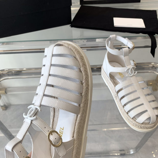 cc medium roman sandals white lambskin