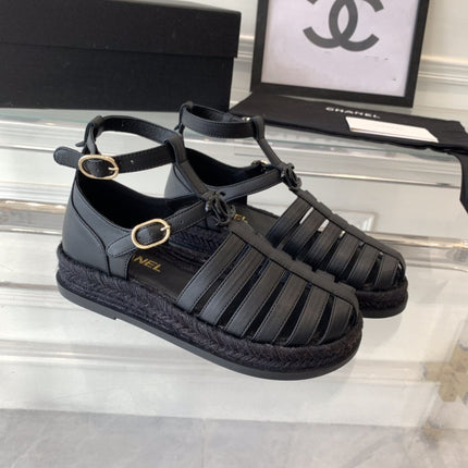 cc medium roman sandals black lambskin